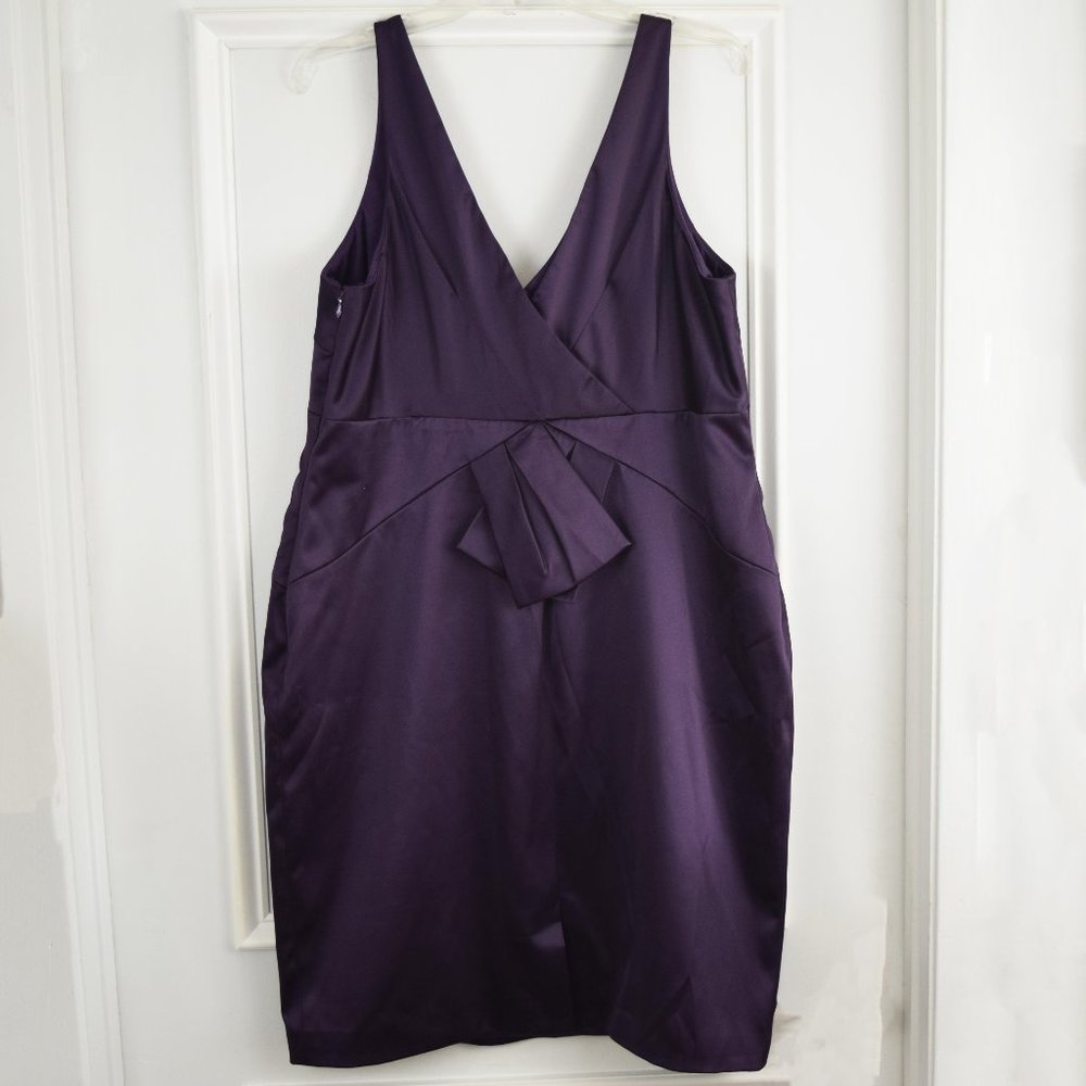JS Collections Evening Cocktail Dress Women 16 Satin Eggplant Purple Event Prom - Picture 2 of 12